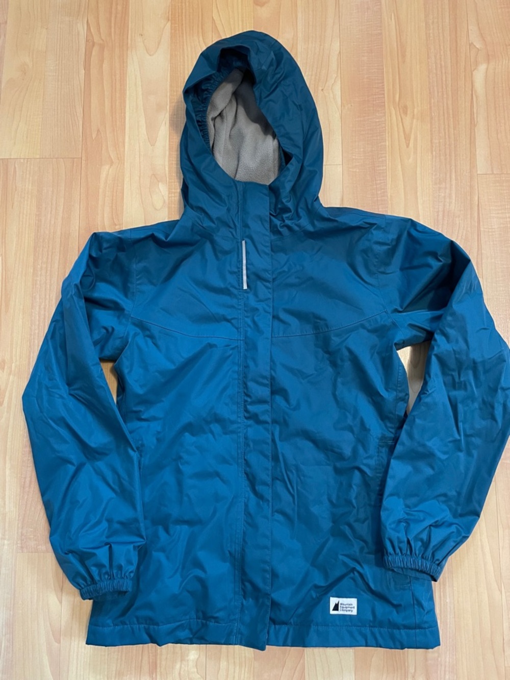 MEC kids fleece-lined rain jacket with hood- size 12